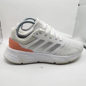 ADIDAS Galaxy 6 women's Size 8 White Grey Orange Running Shoes HP2428 EUC